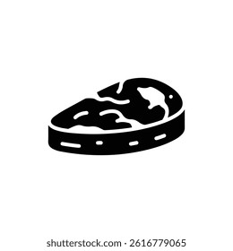 Wagyu Beef Slice Icon in Black Fill with Clean Design