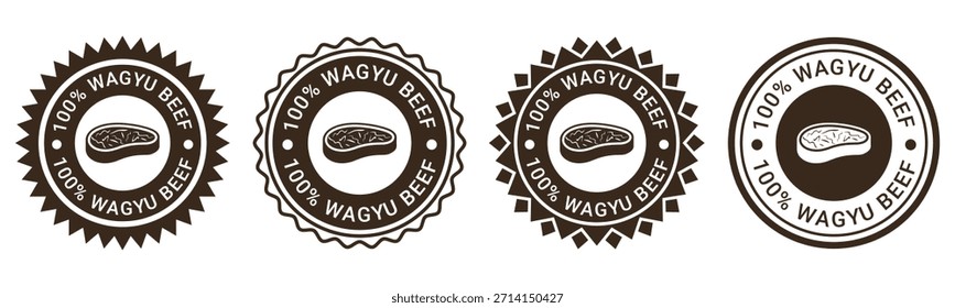 Wagyu Beef Stamp Logos Set Plantilla de Vector