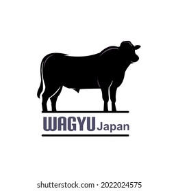 wagyu big japan bull logo, silhouette of strong and big bull vector illustrations