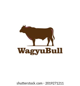 Wagyu Japan Bull Logo Silhouette Of Big Breeds Cattle Vector Illustrations