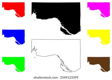 Condado de Wahkiakum, Estado de Washington (Condado dos EUA, Estados Unidos da América, EUA, EUA) mapa ilustração vetorial, esboço de rabisco Mapa de Wahkiakum