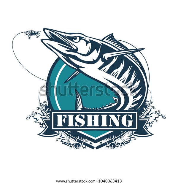 Download Vector de stock (libre de regalías) sobre Wahoo Fish Fishing Logo Vector Acanthocybium1040063413