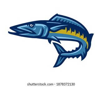 Wahoo Fish Logo Mascot Template Vector Illustration