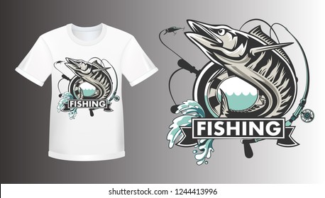 COLOUR KHAKI. CARP FISHING CLOTHING T-SHIRT LEAPING CARP!