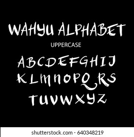 Wahyu vector alphabet uppercase characters. Good use for logotype, cover title, poster title, letterhead, body text, or any design you want. Easy to use, edit or change color. 