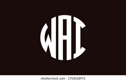 WAI Circle Emblem Abstract Monogram Letter Mark Vector Logo Template