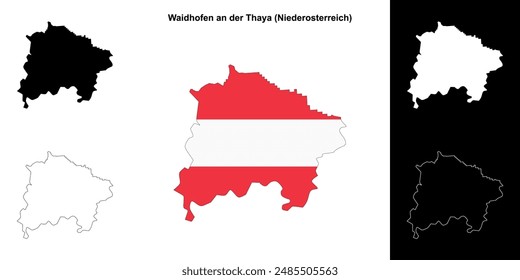 Waidhofen an der Thaya blank outline map set