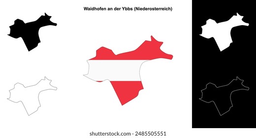 Waidhofen an der Ybbs blank outline map set