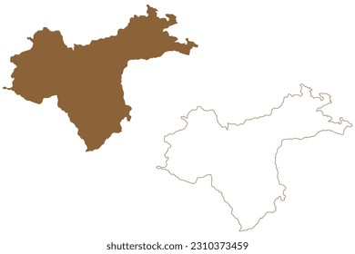 Waidhofen an der Ybbs city and district (Republic of Austria or Österreich, Lower Austria or Niederösterreich state) map vector illustration, scribble sketch Waidhofn aun da Ybbs map