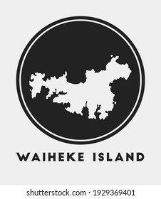 Waiheke Island icon. Round logo with map and title. Stylish Waiheke Island badge with map. Vector illustration.