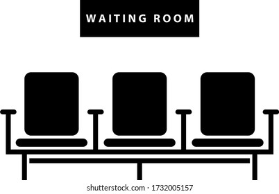 icono vectorial de sala de espera, espera, sofá