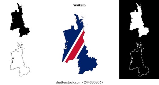 Waikato blank outline map set