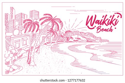 ワイキキビーチ のイラスト素材 画像 ベクター画像 Shutterstock