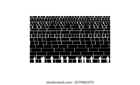 wailing wall, black isolated silhouette