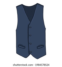 Waiscoat. Vector Cartoon Illustration of Dark Blue Vest