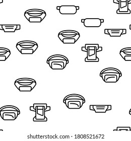 Waist Bag Accessory Vector Seamless Pattern Thin Line Illustration
