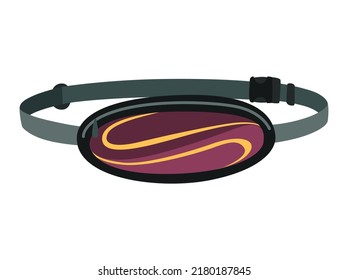 Waist Bag Flat Template. Fanny Pack As Popular Personal Item Elements And Fashion Accessory. Colorful Trendy Oval Shaped Belt Bag