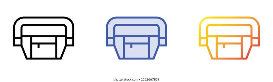 waist bag icon. Linear, Blue Fill and Gradient Style Design Isolated On White Background