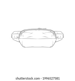 waist bag Line Drawing. waist bag outline drawing vector, black line sneaker.