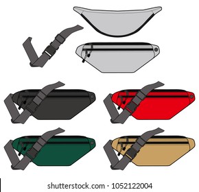 Waist BAG vector illustration flat sketches template