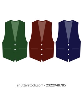 Waist Coat Set With Three Different Colors Vector Illustration