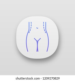 Waist correction surgery app icon. Flanks liposuction. Waist contouring and fat removal plastic surgery. UI/UX user interface. Web or mobile application. Vector isolated illustration