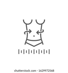 Waist correction surgery linear icon. Thin line illustration. Flanks liposuction. Waist contouring and fat removal plastic surgery. Contour symbol. Vector isolated outline drawing. Editable stroke