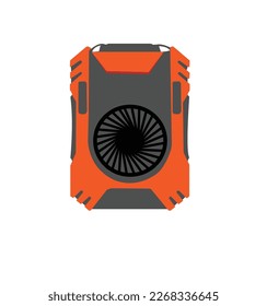 Waist fan in outline style. Modern electric fan different types colors set realistic vector illustration. Waist fan, vector illustration. Air cooling device, electric fan isolated on white background.