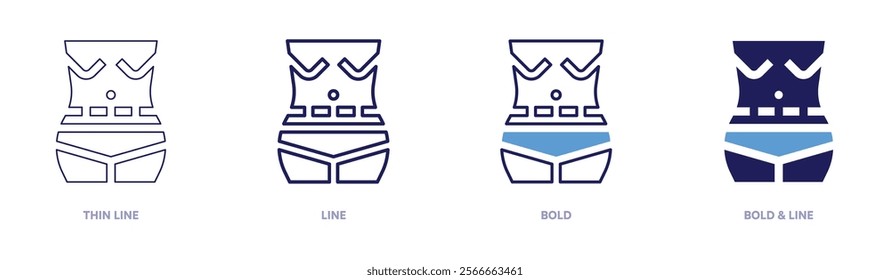 Waist icon in 4 different styles. Thin Line, Line, Bold, and Bold Line. Duotone style. Editable stroke.