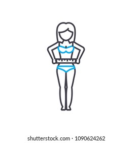Waist measurement vector thin line stroke icon. Waist measurement outline illustration, linear sign, symbol concept.