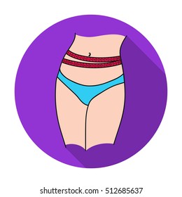 Waist with measuring tape icon in flat style isolated on white background. Sport and fitness symbol stock vector illustration.