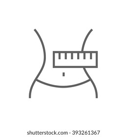 Waist with measuring tape line icon.