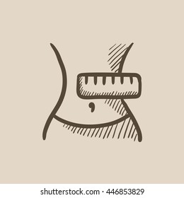 Waist with measuring vector sketch icon isolated on background. Hand drawn Waist with measuring icon. Waist with measuring sketch icon for infographic, website or app.