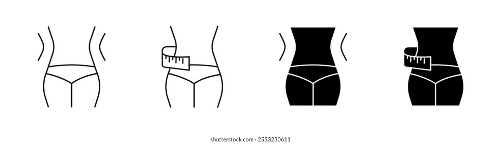 Waist set icons. Linear and silhouette style. Vector icons.