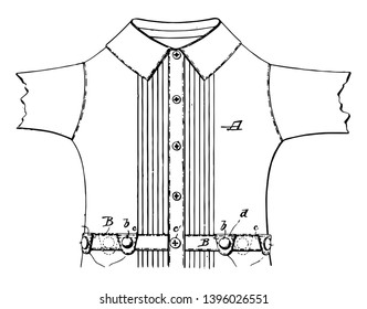 Waist Shirt was an undergarment worn exclusively by men, vintage line drawing or engraving illustration.