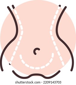 Cirugía de adelgazamiento de la cintura, ilustración, vector sobre fondo blanco.