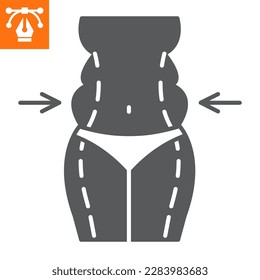 Icono sólido de cintura, icono de estilo glifo para sitio web o aplicación móvil, fitness y cuerpo, ilustración de vector de pérdida de peso, gráficos vectoriales con trazos editables.