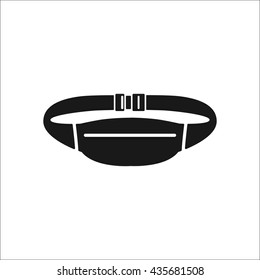 Waist sport bag sign simple icon on background