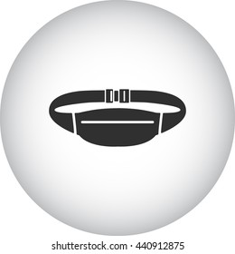 Waist sport bag sign simple icon on background