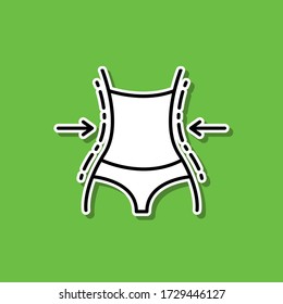 Icono de pegatina de cintura. Línea delgada simple, contorno vector de belleza, maquillaje, iconos cosméticos para ui y ux, sitio web o aplicación móvil