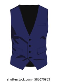 Waistcoat blue realistic vector illustration isolated