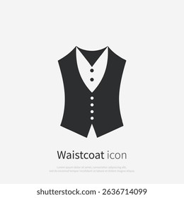Waistcoat, classic vest icon silhouette. Waistcoat, classic vest logo isolated. Vector illustration.