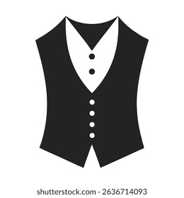 Waistcoat, classic vest silhouette logo. Black Waistcoat, classic vest icon isolated on white background. Vector illustration.