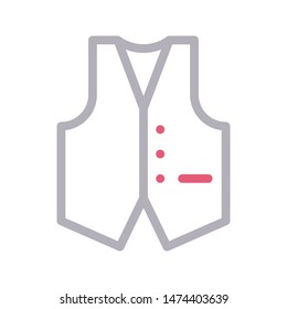 waistcoat colour line vector icon
