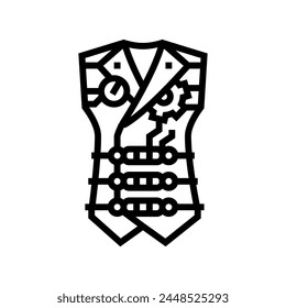 waistcoat steampunk vintage line icon vector. waistcoat steampunk vintage sign. isolated contour symbol black illustration