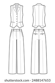 Waistcoat and trousers flat sketch