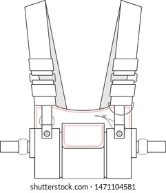 Waistcoat uniform vector white background - Vector graphic. Work clothes. Technical sketch.