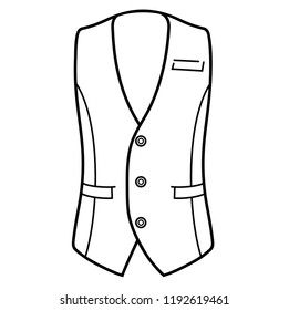 Waistcoat. Vector flat outline icon illustration isolated on white background.