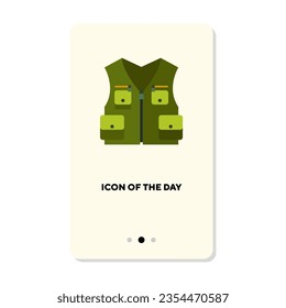 Waistcoat und Weste flache Vektorsymbol. Rettungsweste, einzelne Vektorgrafik. Bekleidung und Modekonzept. Vektorgrafik-Symbolelemente für Webdesign und Apps
