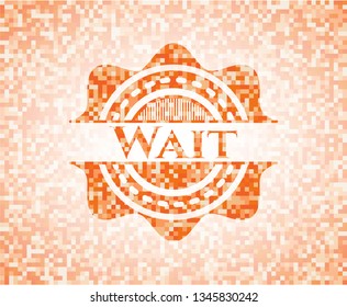 Wait abstract orange mosaic emblem